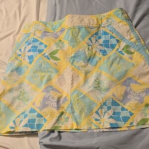 Lilly Pulitzer Blue and Yellow Patchwork Mini Skirt